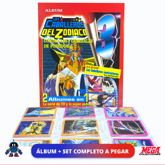 Álbum Caballeros del Zodiaco 3 (Navarrete) Versión Colombia + Set completo a pegar