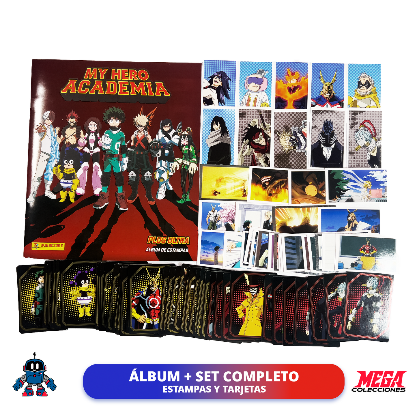 Álbum My Hero Academia + Set Completo de Tarjetas y Estampas (Panini)