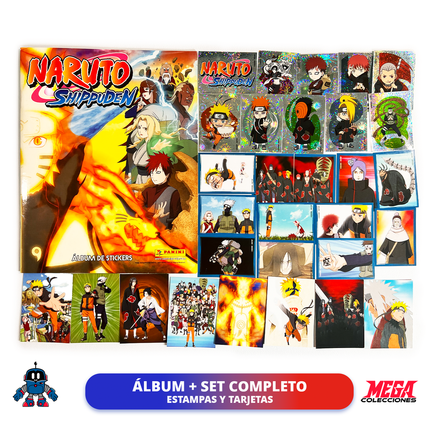 Álbum Naruto Shippuden 2022 (Panini) + Set completo de tarjetas y estampas a pegar