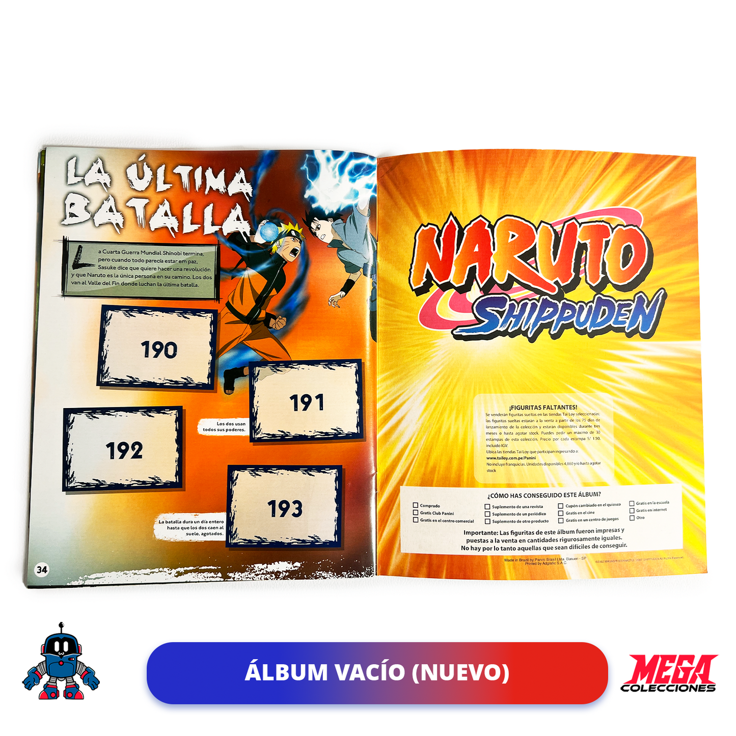 Álbum Naruto Shippuden 2022 (Panini) + Set completo de tarjetas y estampas a pegar