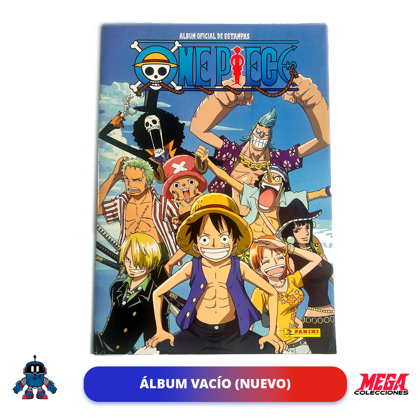 Álbum One Piece (Panini) + Set completo de tarjetas y estampas a pegar