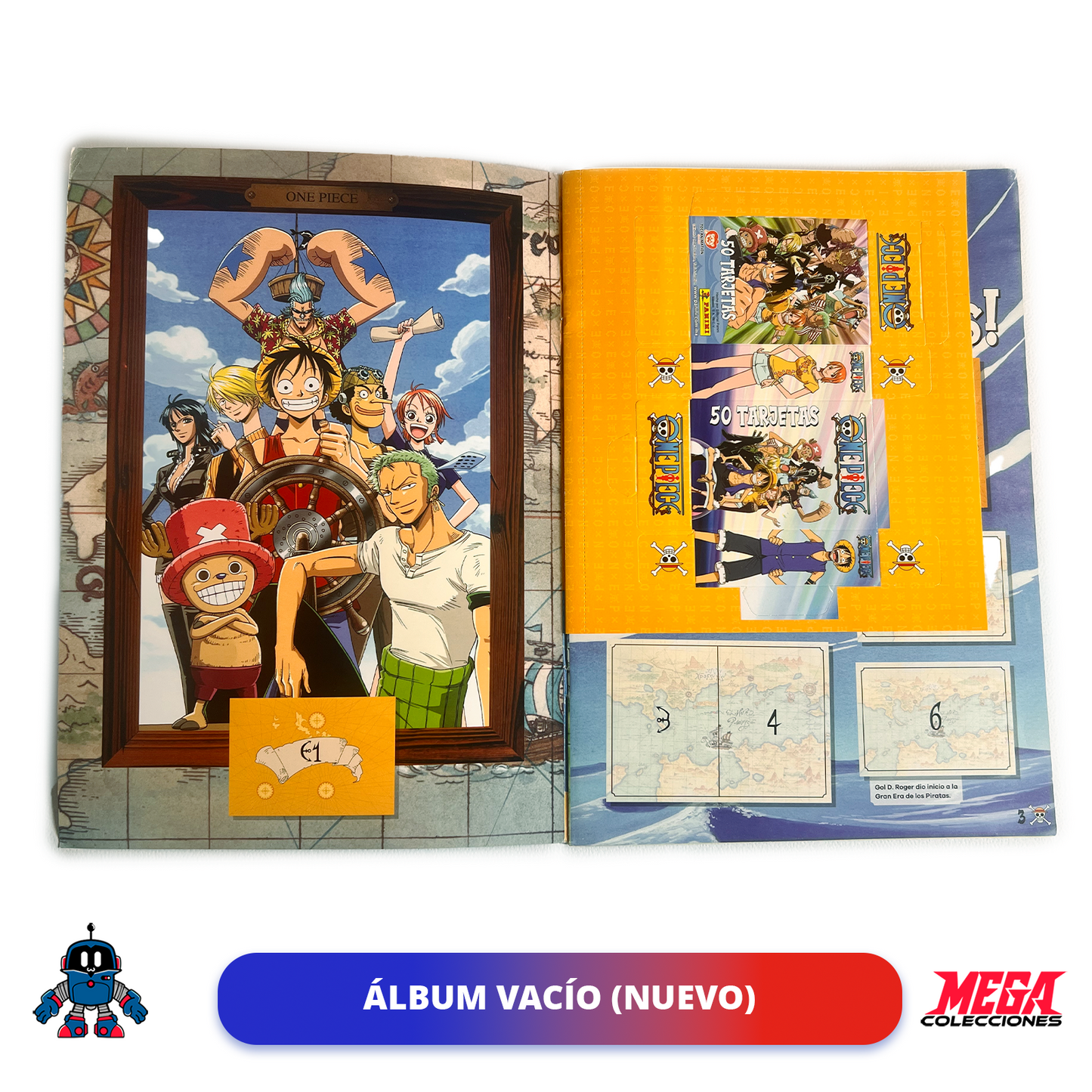 Álbum One Piece (Panini) + Set completo de tarjetas y estampas a pegar