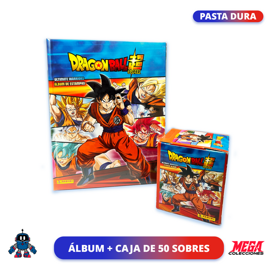 Colección Dragon Ball Super: Ultimate Warriors (Panini). Álbum Pasta Dura + Caja de 50 sobres