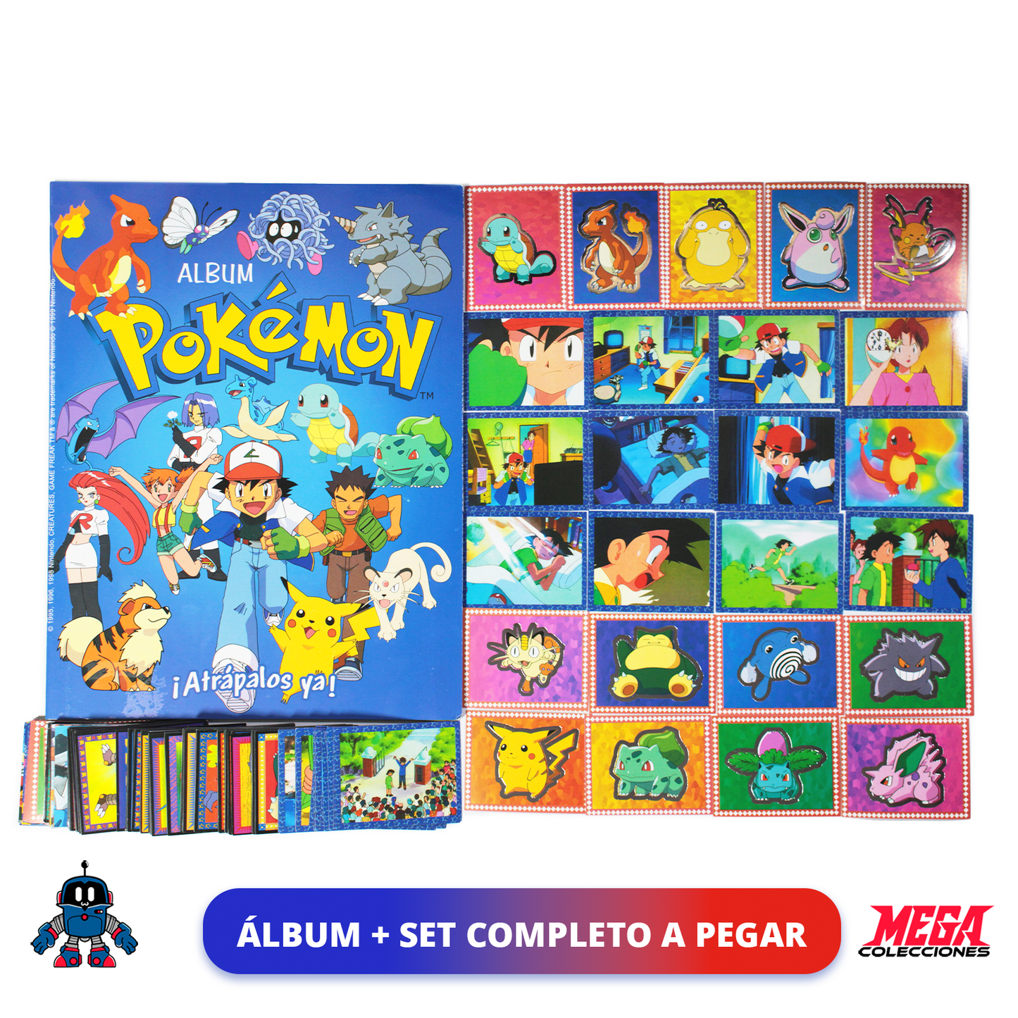 Álbum Pokémon ¡Atrápalos Ya! (Reedición Salo) + Set completo de figuras para pegar